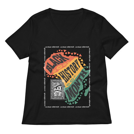[ID: 782-G222] Black History Month - Tribal History Women's Relaxed V-Neck T-Shirt