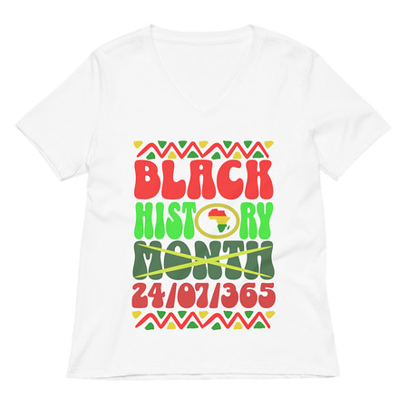 [ID: 782-G223] Black History Month Women's Relaxed V-Neck T-Shirt