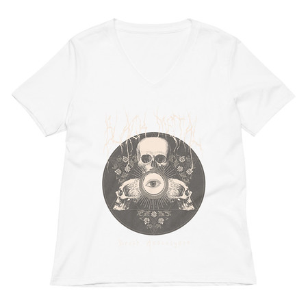 [ID: 782-G228] Black Metal - Hardcore skull theme design Women's Relaxed V-Neck T-Shirt