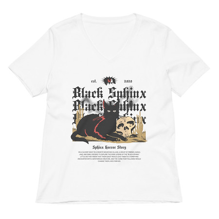 [ID: 782-G230] Black Sphinx Women's Relaxed V-Neck T-Shirt