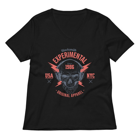 [ID: 782-G231] Blacksmith Experimental - Rock Skull Women's Relaxed V-Neck T-Shirt