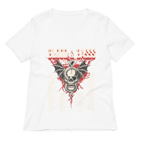 [ID: 782-G236] Blood & Basss - Snake and Skull Women's Relaxed V-Neck T-Shirt