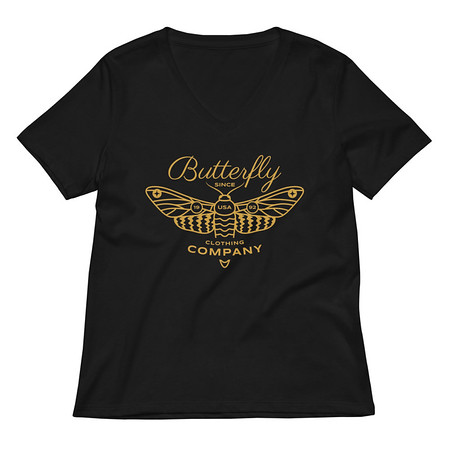 [ID: 782-G240] Blue Butterfly - Minimal Women's Relaxed V-Neck T-Shirt