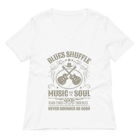 [ID: 782-G243] Blues Music from the Soul - Guitar Women's Relaxed V-Neck T-Shirt