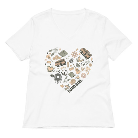 [ID: 782-G248] Boho Girl Poster Women's Relaxed V-Neck T-Shirt