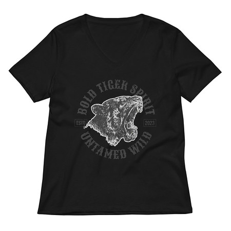[ID: 782-G249] Bold Tiger Spirit Women's Relaxed V-Neck T-Shirt