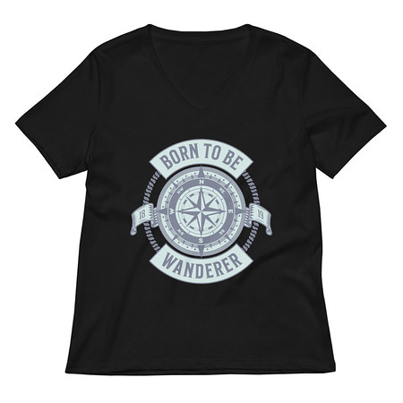 [ID: 782-G261] Born to be Wanderer - Compass Women's Relaxed V-Neck T-Shirt