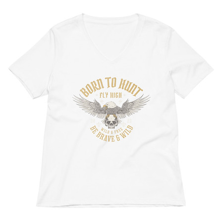 [ID: 782-G267] BORN TO HUNT- BE BRAVE & WILD Women's Relaxed V-Neck T-Shirt