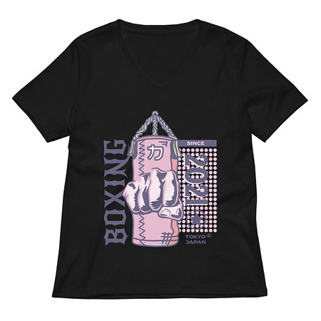 [ID: 782-G277] Boxing Fist - Punching Bag Women's Relaxed V-Neck T-Shirt