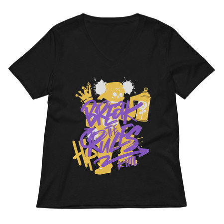 [ID: 782-G282] Break the Rules Graffiti - Spray Paint Women's Relaxed V-Neck T-Shirt