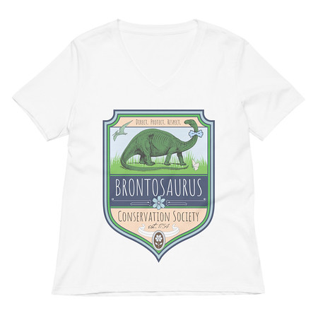 [ID: 782-G288] Brontosaurus Conservation Society Women's Relaxed V-Neck T-Shirt