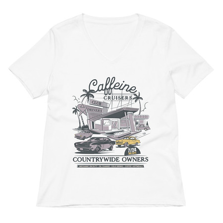 [ID: 782-G308] Caffeine Cruisers Women's Relaxed V-Neck T-Shirt