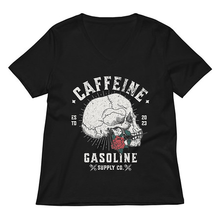 [ID: 782-G309] CAFFEINE GASOLINE Women's Relaxed V-Neck T-Shirt