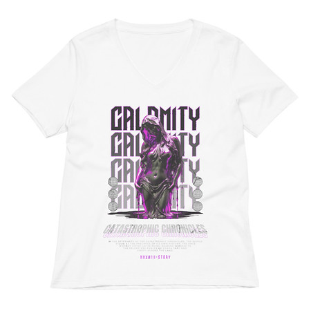 [ID: 782-G310] Calamity Streetwear Women's Relaxed V-Neck T-Shirt