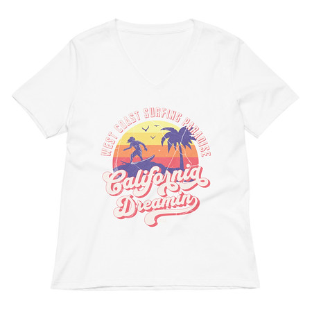 [ID: 782-G316] California Dreamin - Beach & Surf Women's Relaxed V-Neck T-Shirt