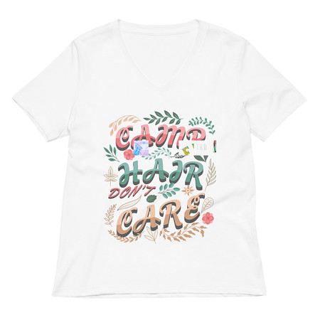[ID: 782-G321] Camp Hair Don't Care Women's Relaxed V-Neck T-Shirt