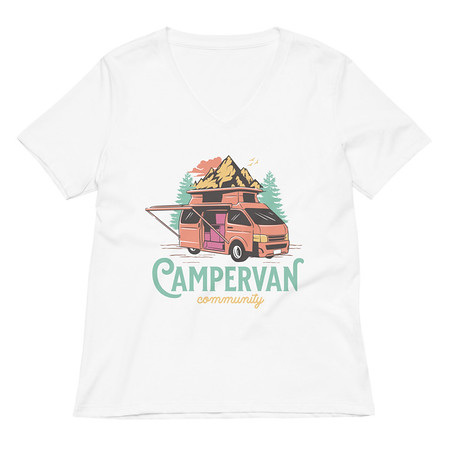 [ID: 782-G322] Campervan Community - Outdoor Adventure Women's Relaxed V-Neck T-Shirt