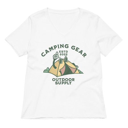 [ID: 782-G326] Camping Gear Women's Relaxed V-Neck T-Shirt