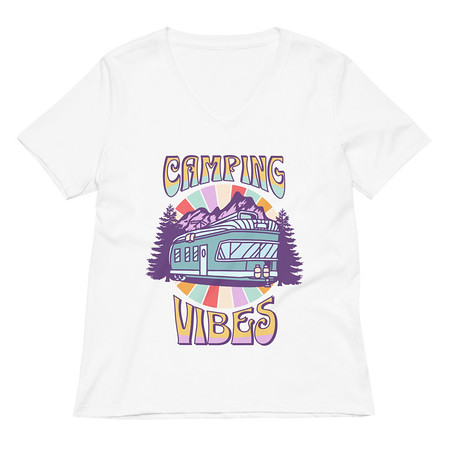 [ID: 782-G327] Camping Vibes Women's Relaxed V-Neck T-Shirt