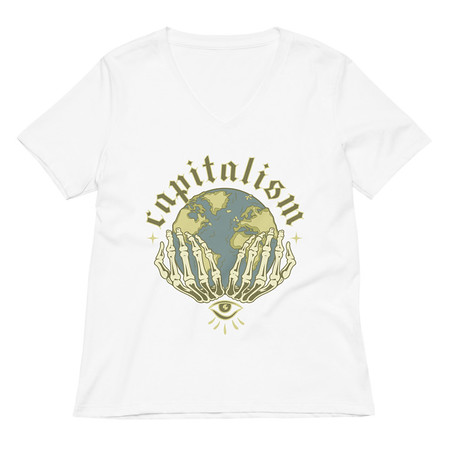 [ID: 782-G333] Capitalism - Earth Women's Relaxed V-Neck T-Shirt
