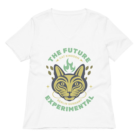 [ID: 782-G337] Cat Kingdom Berlin - Animal Women's Relaxed V-Neck T-Shirt