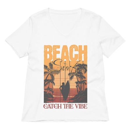 [ID: 782-G342] Catch the Vibe Women's Relaxed V-Neck T-Shirt