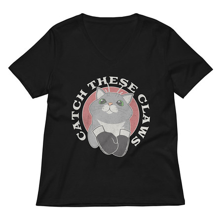 [ID: 782-G344] Catch These Claws - Cute Cat Women's Relaxed V-Neck T-Shirt