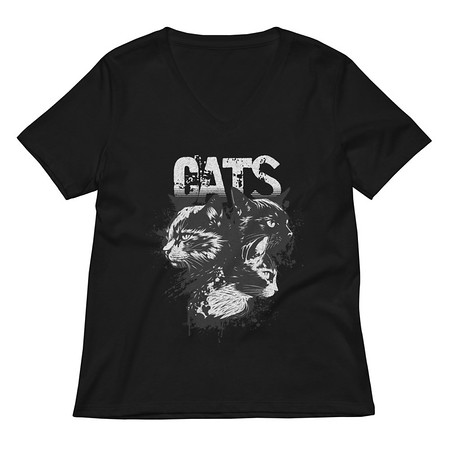 [ID: 782-G349] Cats Women's Relaxed V-Neck T-Shirt