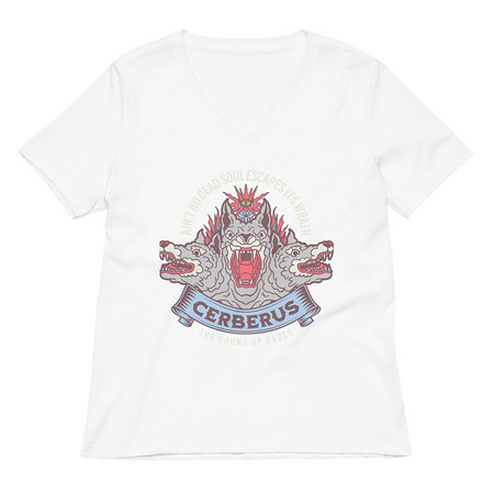 [ID: 782-G353] Cerberus - Underworld Dogs Women's Relaxed V-Neck T-Shirt