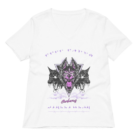 [ID: 782-G354] Cerberus Hell Hound Streetwear - Dark Aesthetic Women's Relaxed V-Neck T-Shirt