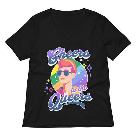 [ID: 782-G362] Cheers to the Queers Women's Relaxed V-Neck T-Shirt