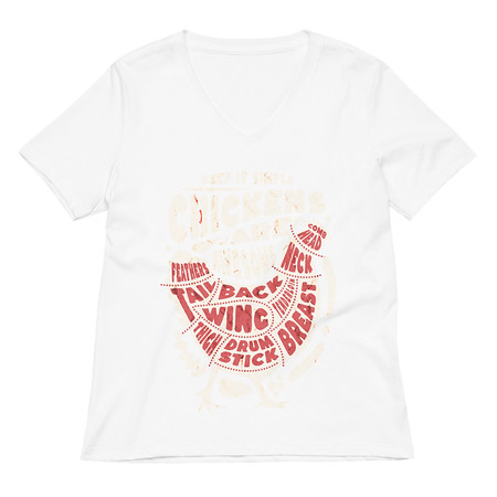 [ID: 782-G365] Chickens Are Awesome - Butcher Cuts Women's Relaxed V-Neck T-Shirt