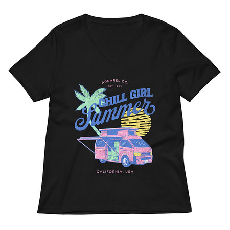 [ID: 782-G366] Chill Girl Summer Women's Relaxed V-Neck T-Shirt