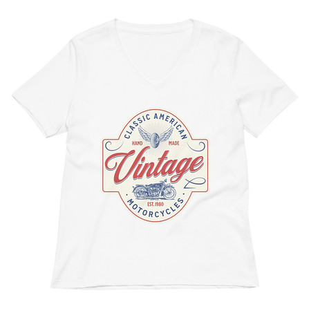 [ID: 782-G379] Classic American Motorcyles - Vintage Women's Relaxed V-Neck T-Shirt