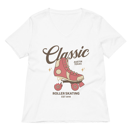 [ID: 782-G384] Classic Roller Skating - Sports Apparel Women's Relaxed V-Neck T-Shirt