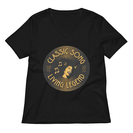 [ID: 782-G385] Classic Song - Music Record Women's Relaxed V-Neck T-Shirt