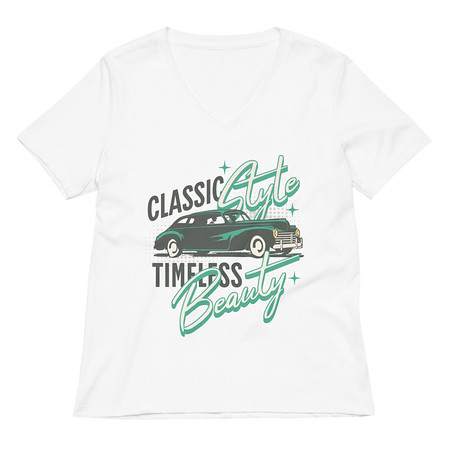 [ID: 782-G386] Classic Style Timeless Beauty Women's Relaxed V-Neck T-Shirt