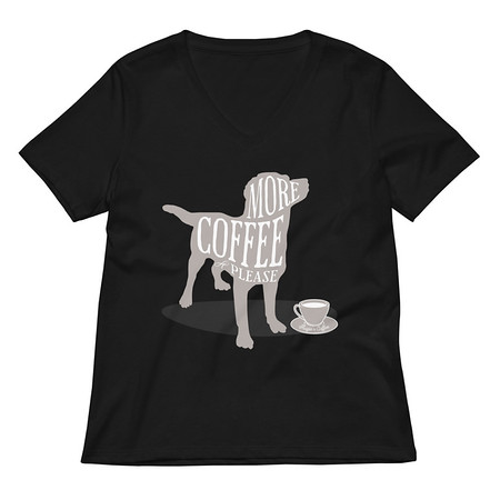 [ID: 782-G399] Coffee Dog Women's Relaxed V-Neck T-Shirt