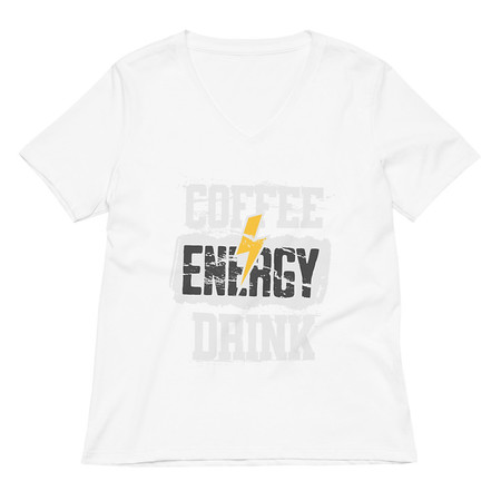 [ID: 782-G400] Coffee Energy Drink - Grunge Bolt Women's Relaxed V-Neck T-Shirt