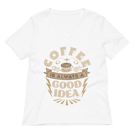 [ID: 782-G401] Coffee is always a good idea - Lightning Bolt Women's Relaxed V-Neck T-Shirt