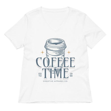 [ID: 782-G404] Coffee Time Women's Relaxed V-Neck T-Shirt