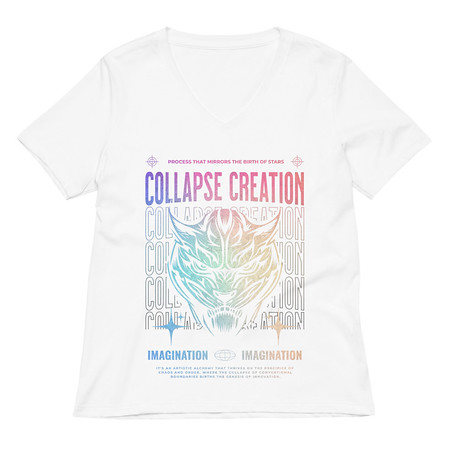 [ID: 782-G406] Collapse Creation Women's Relaxed V-Neck T-Shirt