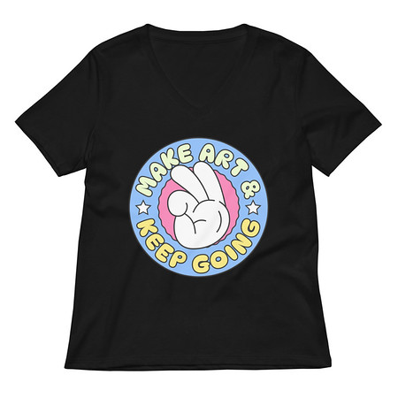 [ID: 782-G408] Colorful Fun Retro Style Badge Women's Relaxed V-Neck T-Shirt