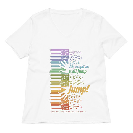 [ID: 782-G410] Colorful Retro Keyboard Women's Relaxed V-Neck T-Shirt