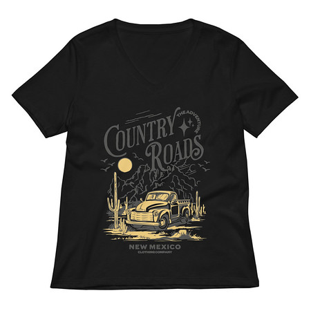 [ID: 782-G427] Country Roads - Wild West Women's Relaxed V-Neck T-Shirt