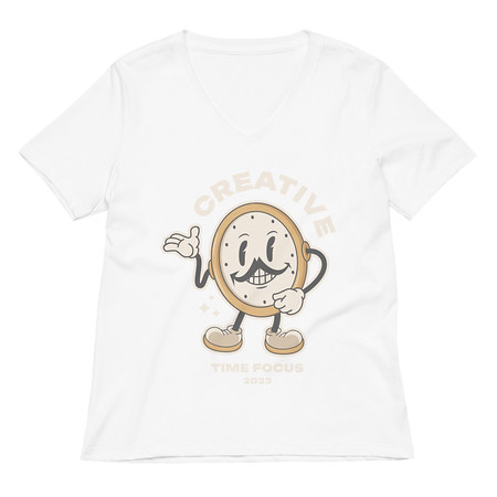 [ID: 782-G433] Creative Time Women's Relaxed V-Neck T-Shirt
