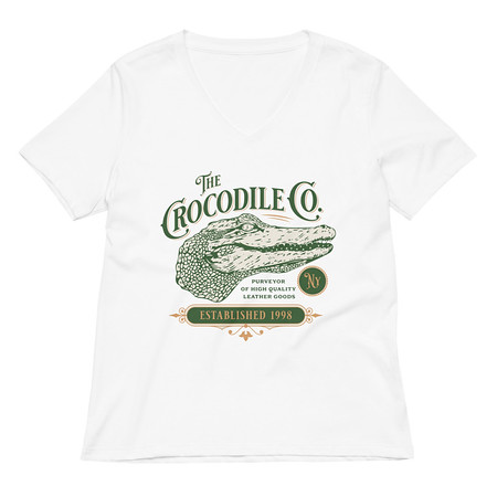 [ID: 782-G439] Crocodile Co. - Wild Animal Women's Relaxed V-Neck T-Shirt