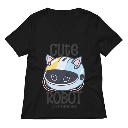 [ID: 782-G451] Cute Cat - AI Women's Relaxed V-Neck T-Shirt