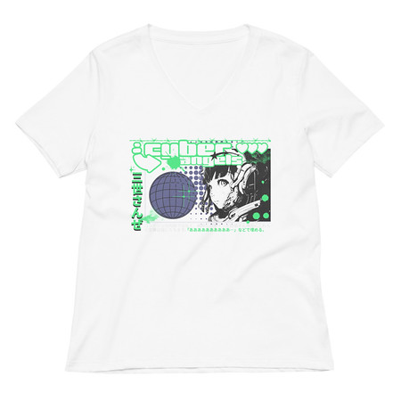 [ID: 782-G455] Cyber Angels - Y2k Girl Anime Women's Relaxed V-Neck T-Shirt