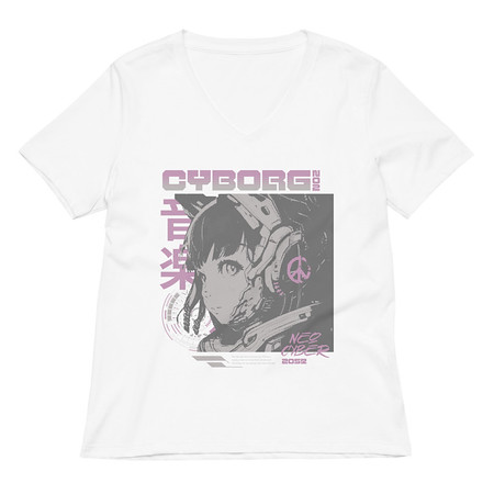 [ID: 782-G459] Cyborg - Y2k Style Women's Relaxed V-Neck T-Shirt